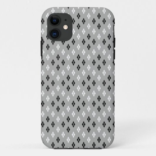 schwarz-weiß-graues geometrisches feines Muster Case-Mate iPhone Hülle (Rückseite)