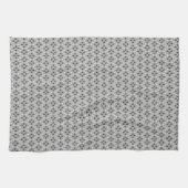 schwarz-weiß-graues geometrisches feines Muster Geschirrtuch (Horizontal)