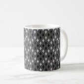 schwarz-weiß-graues geometrisches feines Muster Kaffeetasse (VorderseiteRechts)