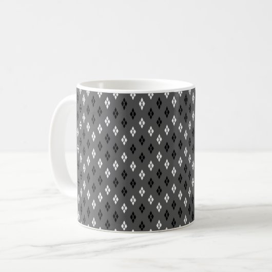 schwarz-weiß-graues geometrisches feines Muster Kaffeetasse (Vorderseite Links)