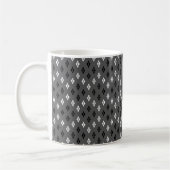 schwarz-weiß-graues geometrisches feines Muster Kaffeetasse (Links)