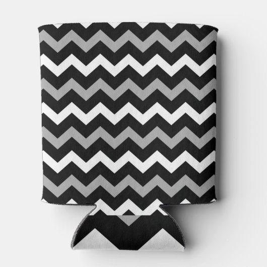Schwarz-weiß-Graues Zickzack Druckmuster Dosenkühler (Rückseite)