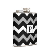 Schwarz-weiß-Graues Zickzack Druckmuster Flachmann (Rechts)