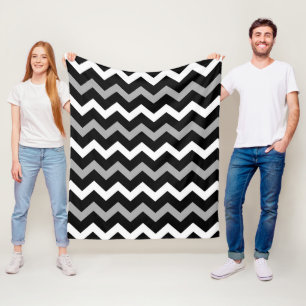 Schwarz-weiß-Graues Zickzack Druckmuster Fleecedecke