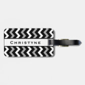 Schwarz-weiß-Graues Zickzack Druckmuster Gepäckanhänger (Rückseite horizontal)