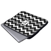 Schwarz-weiß-Graues Zickzack Druckmuster Laptopschutzhülle (Vorne Knopf)