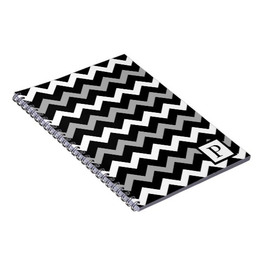 Schwarz-weiß-Graues Zickzack Druckmuster Notizblock (Rechte Seite)