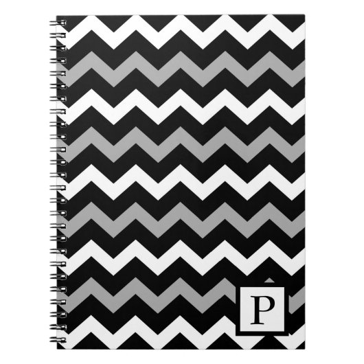 Schwarz-weiß-Graues Zickzack Druckmuster Notizblock (Vorderseite)