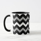 Schwarz-weiß-Graues Zickzack Druckmuster Tasse (Links)