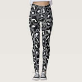 Schwarz, Weiß, Grauleopard Leggings (Vorderseite)