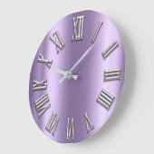 Schwarz-weiß-Graumetall-Lila-Silberrömische Zahl Große Wanduhr (Winkel)