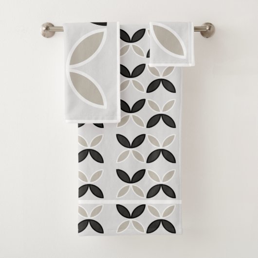 Schwarz-Weiß-Graumuster Badhandtuch Set (Insitu)