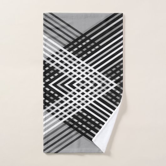 Schwarz-Weiß-Graustreifen auf einem Streifen Badhandtuch Set (Handtuch)