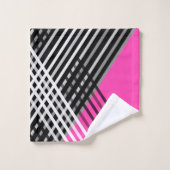 Schwarz-Weiß-Graustreifen auf einem Streifen Badhandtuch Set (Waschlappen)