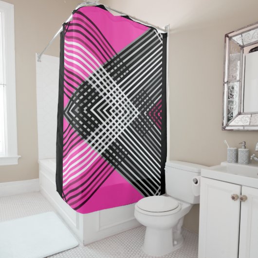 Schwarz-Weiß-Graustreifen auf einem Streifen Duschvorhang (Beispiel)