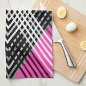 Schwarz-Weiß-Graustreifen auf einem Streifen Geschirrtuch (Viertel Falte)