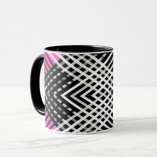 Schwarz-Weiß-Graustreifen auf einem Streifen Tasse (Vorderseite Links)