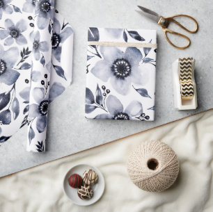 Schwarz-Weiß-Graustufen-Anemone-Bläschen Geschenkpapier