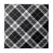 Schwarz-weiß & Gray Tartan Kariert Fliese (Vorderseite)