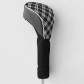 Schwarz-weiß & Gray Tartan Kariert Golf Headcover (angewinkelt)
