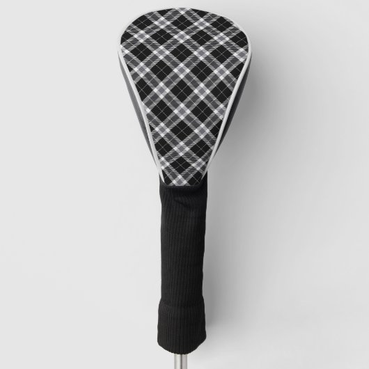 Schwarz-weiß & Gray Tartan Kariert Golf Headcover (Vorderseite)
