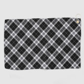 Schwarz-weiß & Gray Tartan Kariert Golfhandtuch (Horizontal)