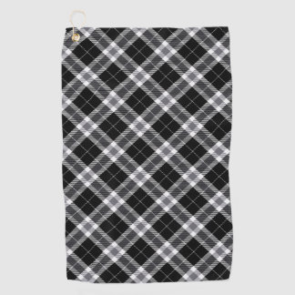 Schwarz-weiß & Gray Tartan Kariert Golfhandtuch
