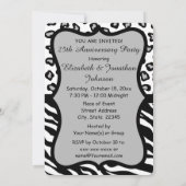 Schwarz-weiß Gray Zebra Leopard 25 Jahre Einladung (Rückseite)