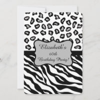 Schwarz-weiß Gray Zebra Leopard Skin 60. Geburtsta