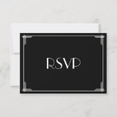 Schwarz-weiß Great Gatsby Art Deco Wedding RSVP Karte (Rückseite)