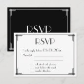 Schwarz-weiß Great Gatsby Art Deco Wedding RSVP Karte (Vorne/Hinten)