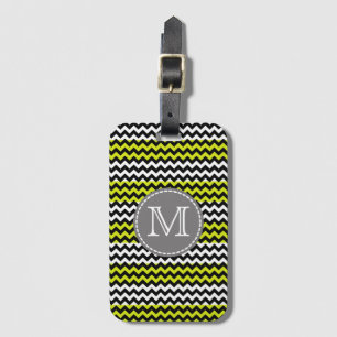Schwarz-weiß Green Zickzack Zigzag Monogram Gepäckanhänger