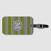 Schwarz-weiß Green Zickzack Zigzag Monogram Gepäckanhänger (Vorderseite (Horizontal))