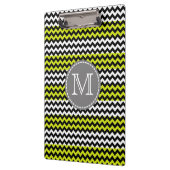 Schwarz-weiß Green Zickzack Zigzag Monogram Klemmbrett (Links)