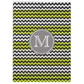 Schwarz-weiß Green Zickzack Zigzag Monogram Klemmbrett (Rückseite)