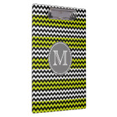 Schwarz-weiß Green Zickzack Zigzag Monogram Klemmbrett (Rechts)