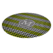 Schwarz-weiß Green Zickzack Zigzag Monogram Schneidebrett (Ecke)