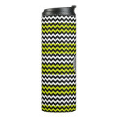 Schwarz-weiß Green Zickzack Zigzag Monogram Thermosbecher (Nach links gedreht)