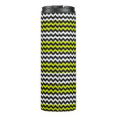 Schwarz-weiß Green Zickzack Zigzag Monogram Thermosbecher (Rückseite)
