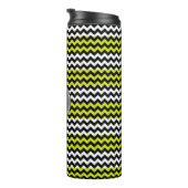 Schwarz-weiß Green Zickzack Zigzag Monogram Thermosbecher (Nach rechts gedreht)