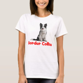 Schwarz-Weiß-Grenz-Collie-Hundehemd T-Shirt