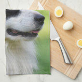 Schwarz-Weiß-Grenz-Hund Geschirrtuch (Viertel Falte)