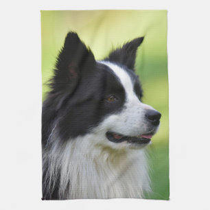 Schwarz-Weiß-Grenz-Hund Geschirrtuch