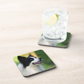 Schwarz-Weiß-Grenz-Hund Getränkeuntersetzer (Rechte Seite)