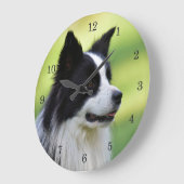 Schwarz-Weiß-Grenz-Hund Große Wanduhr (Winkel)