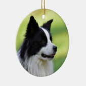 Schwarz-Weiß-Grenz-Hund Keramik Ornament (Rechts)