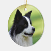 Schwarz-Weiß-Grenz-Hund Keramik Ornament (Links)