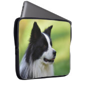 Schwarz-Weiß-Grenz-Hund Laptopschutzhülle (Vorne Rechts)