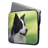 Schwarz-Weiß-Grenz-Hund Laptopschutzhülle (Vorderseite Links)