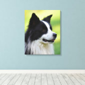 Schwarz-Weiß-Grenz-Hund Leinwanddruck (Insitu (Holzboden))
